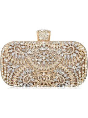 〽️Women's Champagne Tote Shoulder Rhinestone Chain Crossbody Handbag Evening Bag